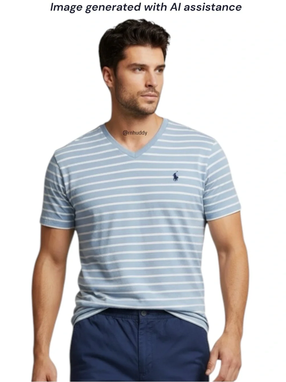 Polo Ralph Lauren men’s XL blue & white striped cotton v-neck tee